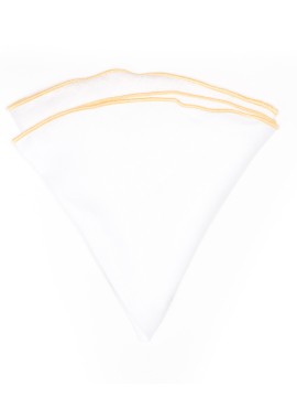 White Linen/Pale Yellow Trim Linen Pocket Circle